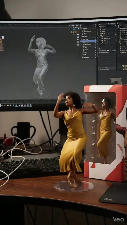 Frame de vídeo de bailarina gerado por IA